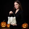 3D Printed Skeleton Handbag Gothic Rib Cage Shape Purse Unique Halloween Party Clutch Bag for Women