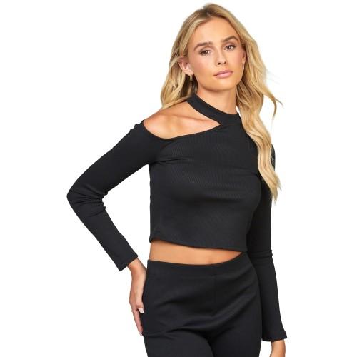 SikSilk Womens/Ladies Ribbed Long-Sleeved Top