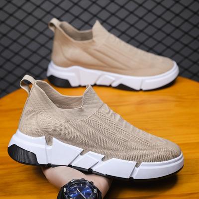 Herenschoenen 2025 lente nieuwe vliegweefsel ademende sportschoenen één pedaal luie schoenen heren casual schoenen sokken schoenen