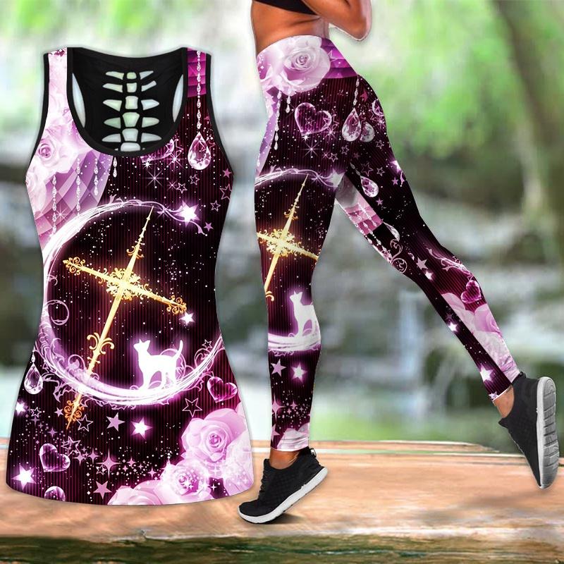 Moon Flower Printed 3D Hollow Out Tank 
