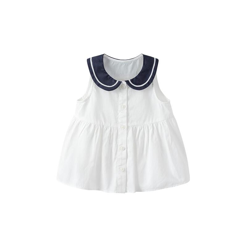 Minibala Girls' Pure Cotton Nautical Short Sleeve Shirt