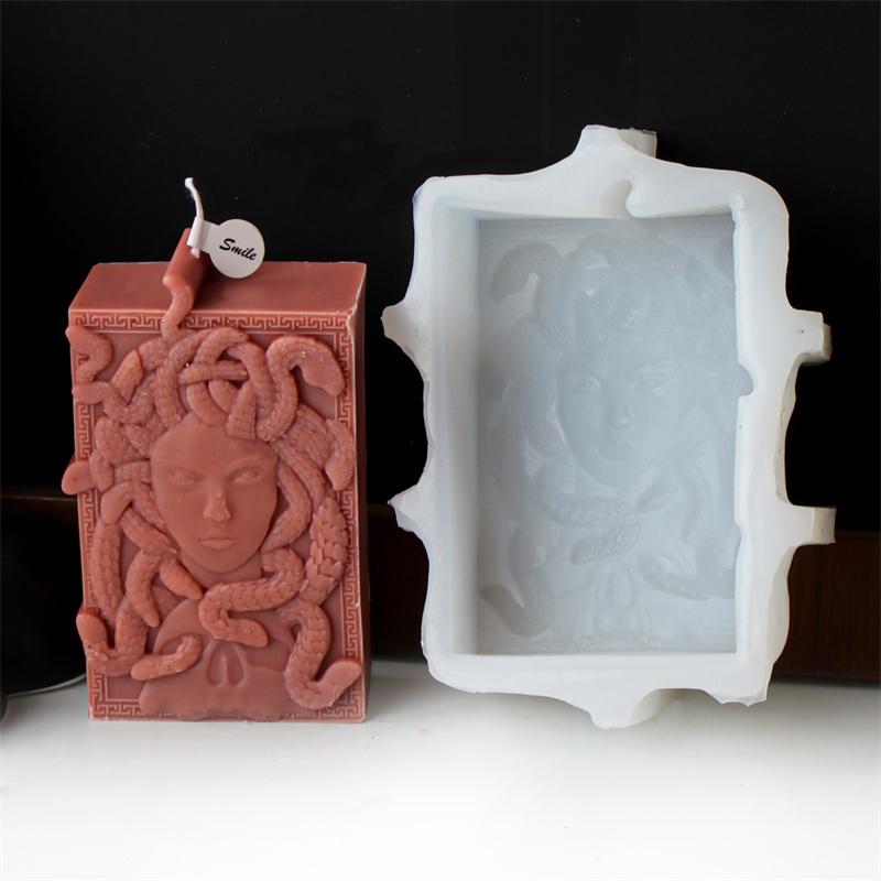 Medusa Portrait Silicone Candle Mold DIY European Snake Head Goddess Gypsum Resin Crafts Making Mold Embellish Home Gifts