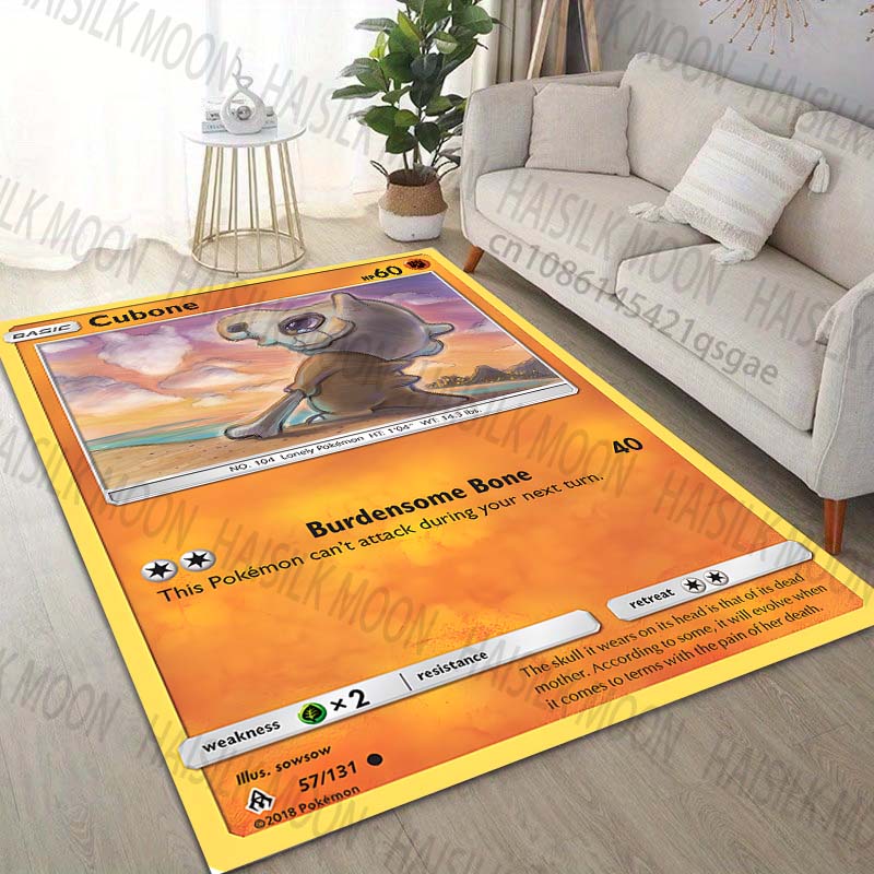 1PC Pokémon Cubone Printing Carpet for Living Room Bedroom Kid's Room Home Decor Area Rug Sofa Cloakroom Play Mat for Gifts
