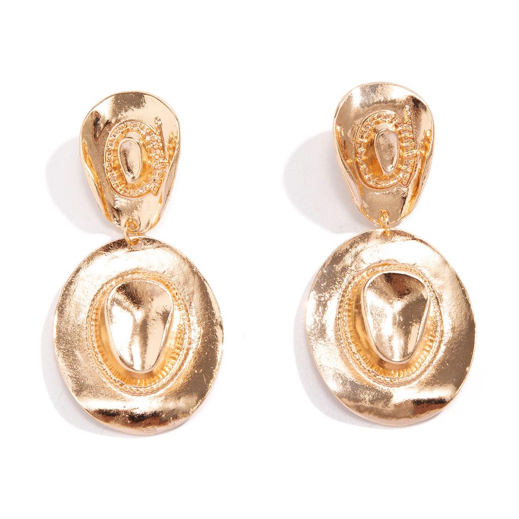 Personality Exaggerated Metal Hat Pendant Earrings Women'S High-End Sense Retro Texture Earrings Earrings
