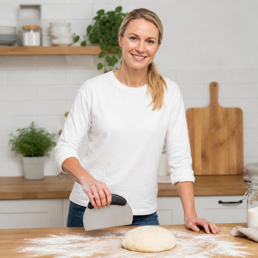 Stainless Steel Dough Scraper Flat Bench Knife Pastry Cutter with Ergonomic Handle for Baking and Cooking Tasks