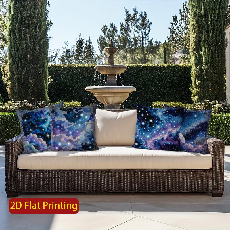 2D Starry Night Sky Clouds Pillow Covers Pattern Cushion Cover Suitable For Sofa Bedroom Car Pillow Cover