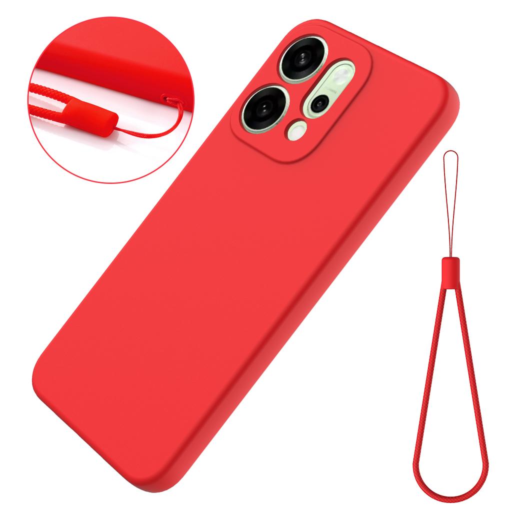 For Oppo Reno14 Pro 5G (China)/Oppo Reno14 Pro 5G (Global) Liquid Silicone Case Phone Back Cover with Hand Strap