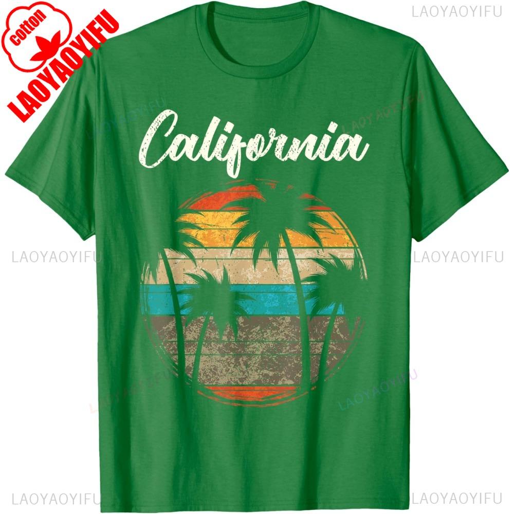 Retro Palm Trees California TShirt Sunset In California Tshirt Men Women Fashion Cotton Tee Tops for Him and Her In California