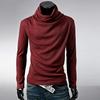New Men Fashion T-shirt Slim Tops Male Stretch T-shirt Turtleneck Long Sleeve Shirts High Collar Men's Cotton Tees