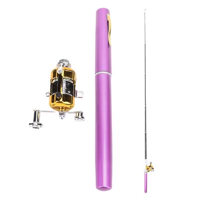 Pen Fishing Rod High Strength Lightweight Pocket Fishing Rod with Reel Gift 21cm Violet