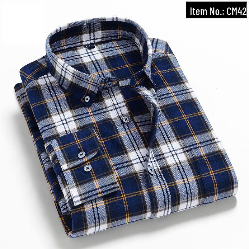 Men's Trendy Plaid Shirt: Long-Sleeved, Loose, Brushed Casual Jacket for Spring, Summer, and Autumn
