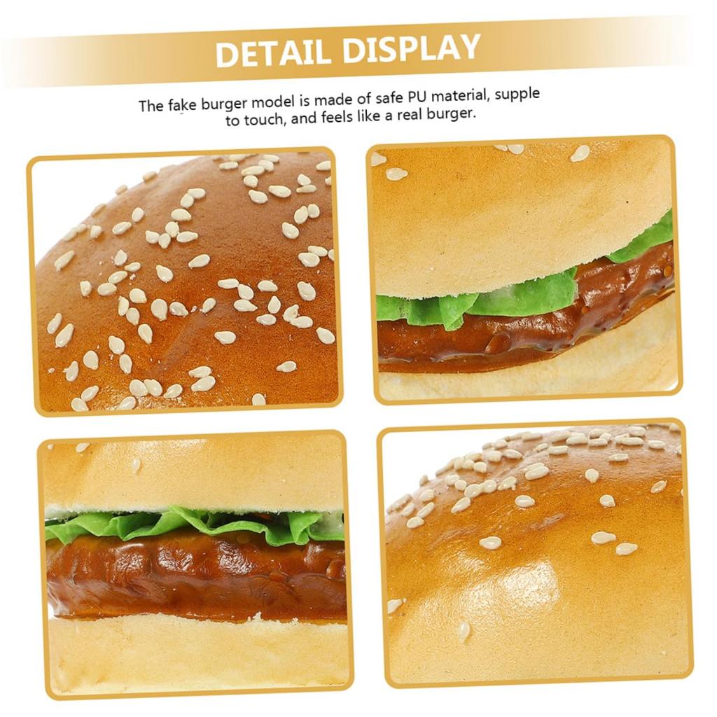 NOLITOY Realistic Simulation Hamburger Model for Photography Food Table and Educational Pretend Textured and 2-Piece Props, Samples, Decorations,
