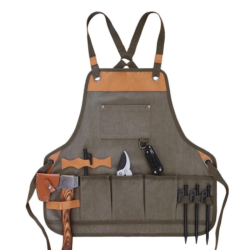 Heavy Duty Canvas Apron Gardening Woodworking Barber Crafting Unisex Workwear Japanese Style
