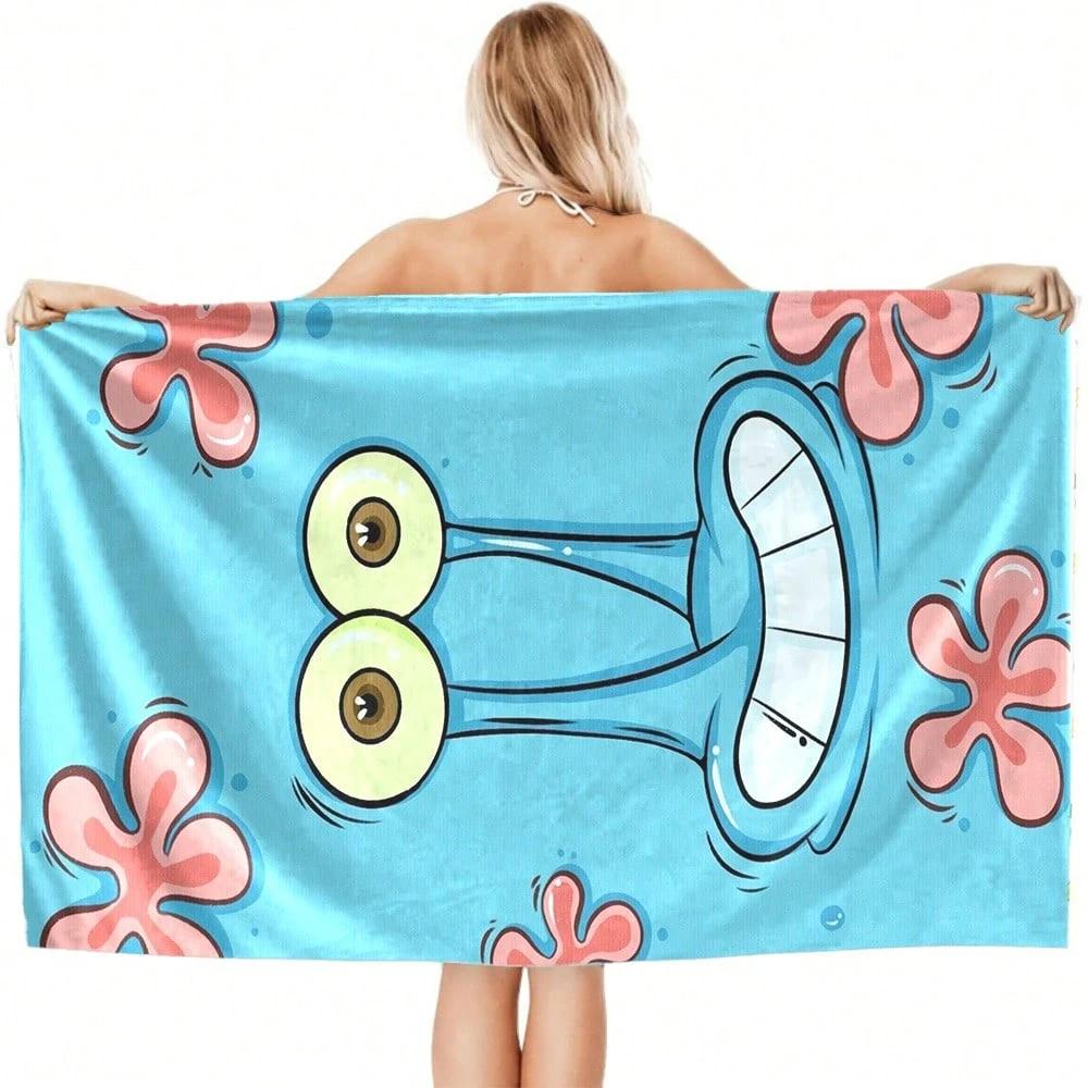 

1PC Fun Cartoon Face Quick Dry Swim Towel, Polyester Portable Beach Towel, Soft Absorbent Travel Towel for All Genders, Ideal fo W40*H60(CM)