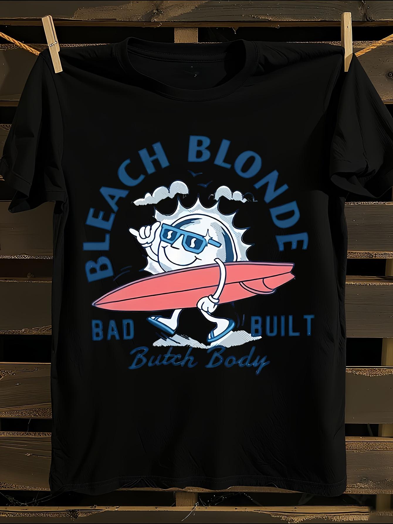 White Retro Surf and Blonde Hair Graphic T-shirt XXXL