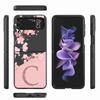 Flower Letter Pink Fashion Initial Cell Case For Samsung Galaxy Z Flip 3 5G 4 Fashion Z Flip3 Luxury Black Hard Phone Coque