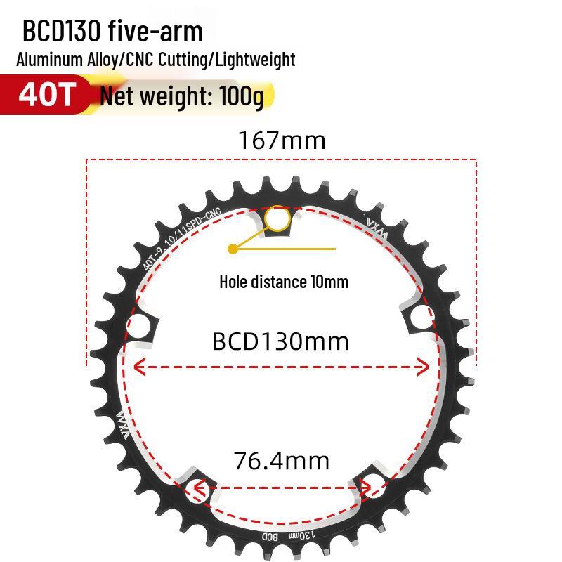 

Система шатунов для шоссейного велосипеда с одной звездой: 130BCD, Положительный/Отрицательный Зуб, Размеры 38T-60T
