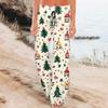 Women's Comfortable Sleeper Pants Christmas Printed Drawstring Wide Leg Pants Casual Pants