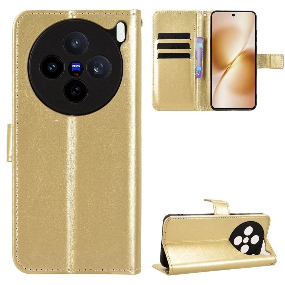 For vivo X200s 5G PU Leather Case with Strap Crazy Horse Texture Phone Wallet Cover