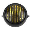   Motorcycle Retro Black   Grill Cover Hdlamp Front Hdlight Yellow Lens