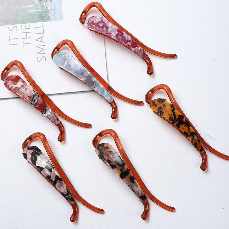 Pinza de pelo trenzada con cola de caballo de leopardo para mujer, horquilla de pelo de plátano, pinza para trenzado, pasadores de abrazadera giratorios de acrílico sólido Simple, tocados