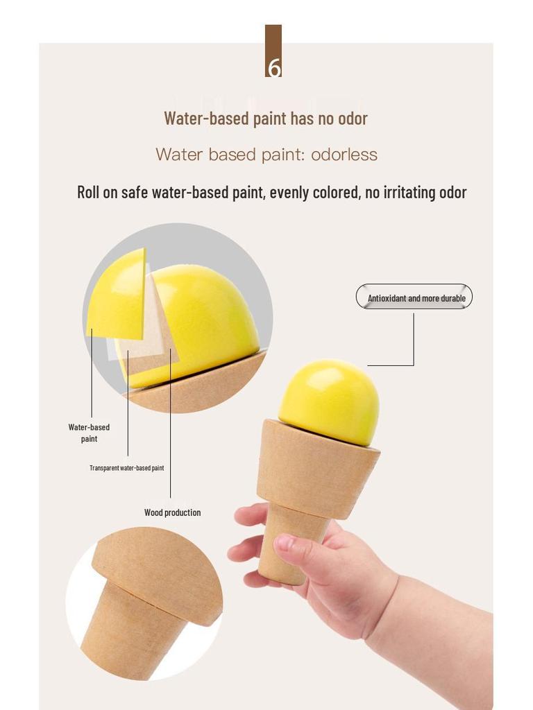 Children's Wooden Ice Cream Cart for Role Play and Parent-Child Interaction