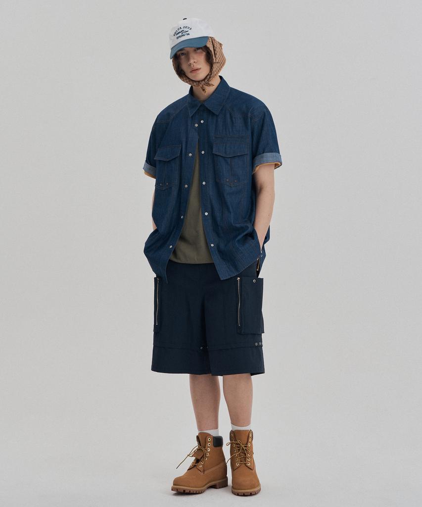 Jenyujeu Eyelets Bermuda Pants - Navy