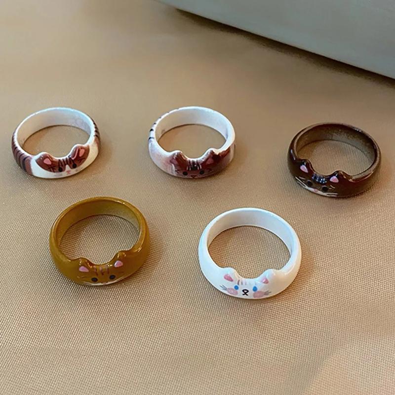 Fashionable Creative Cute Cat Drop Glaze Women'S Ring Valentine'S Day Year Gift