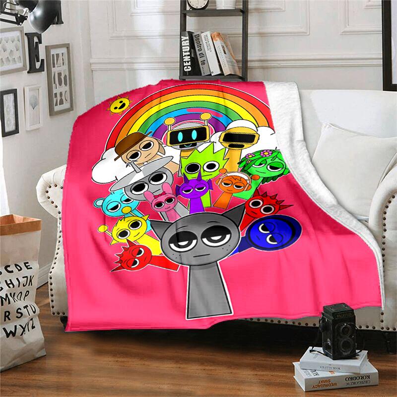 1pc Blanket Sprunki7 Print Design, Lightweight Blanket for Sofa, Bed- Soft &Warm, Gift for All Seasons like Christmas, Halloween
