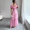 Sommer Europa und die Vereinigten Staaten, Lotusblattärmel Druck schlankes Temperament elegantes Kleid ist jetzt