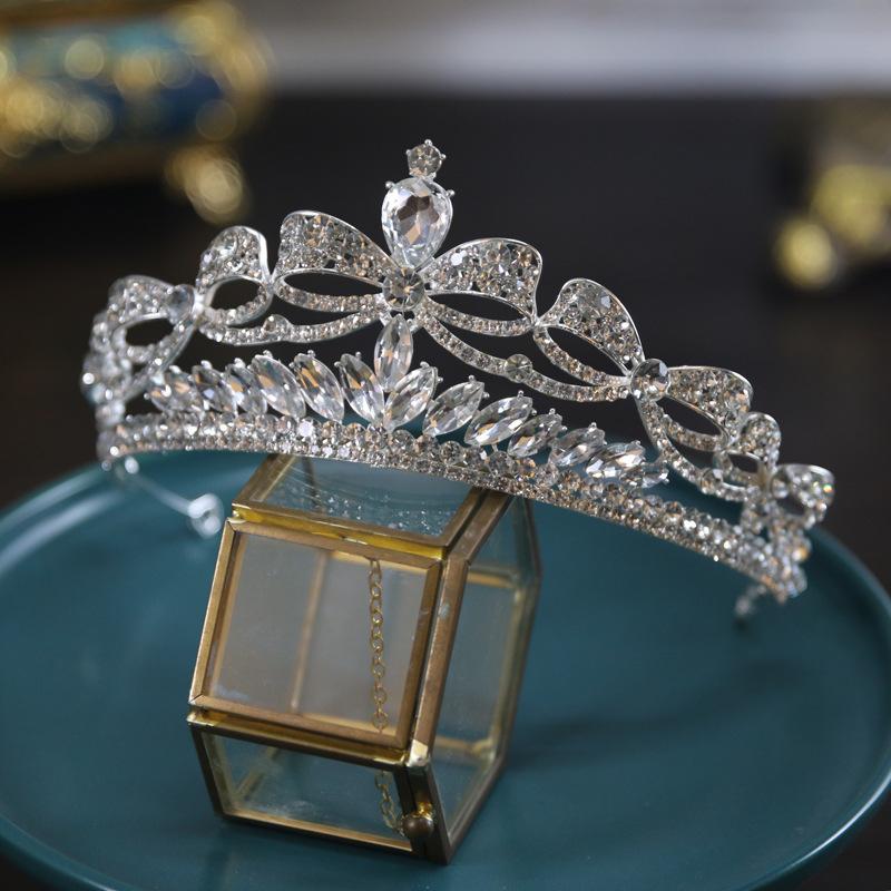 New Bow Bride Wedding Crown Tiara Crystal Crown Tiara Hair Accessories Main Wedding Accessories