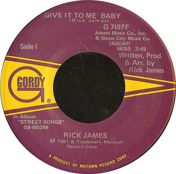 

7inch Record RICK JAMES - Give It To Me Baby G7197F Gordy 1981 US Soul/Funk Used