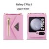Gitter-Reißverschluss-Geldbörsen-Handyhülle für Samsung Galaxy Z Flip 5 Flip 4 Flip3, hängendes Seil, mehrere Karteneinsätze, faltbare Leder-Geldbörse für Z Flip 5 4 3