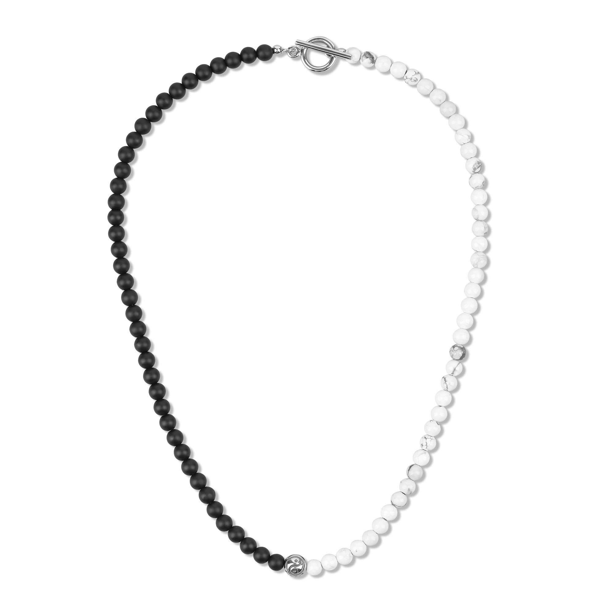 

Matte Onyx Howlite OT Mantel Bagua Power Stone Necklace [GAVU] Men s