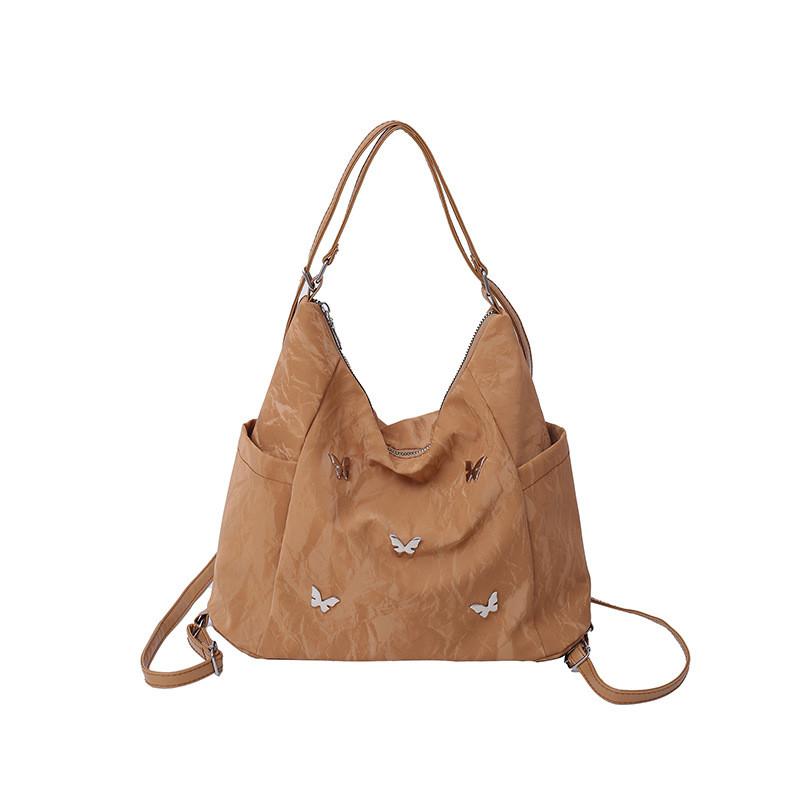 Fashionable Black White Silver Brown Large Capacity Women s Backpack With Unique Style Brown No Pendant