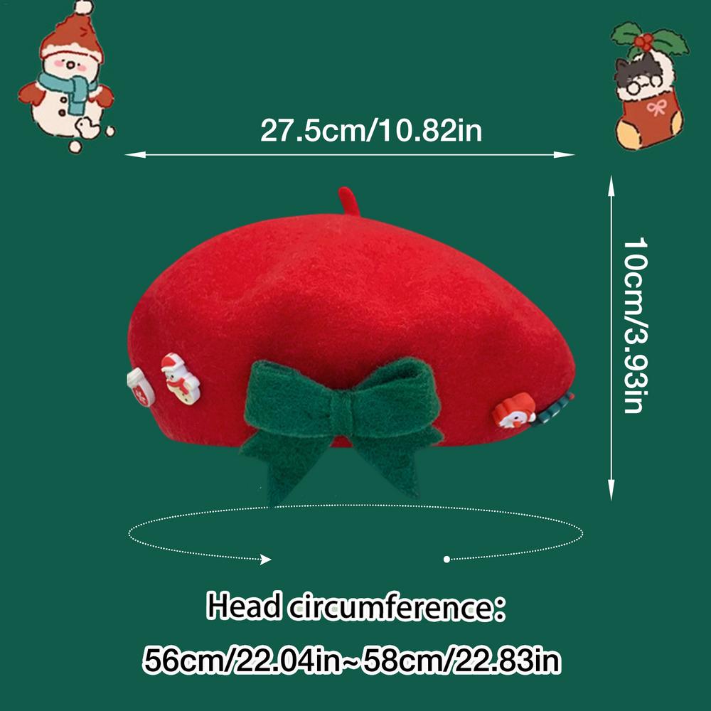 Christmas Hat Fashion Warm Hat Women's Cute Christmas Beret Hat Decorative Wool Artist Beanies Hats Painter Hat for Adults