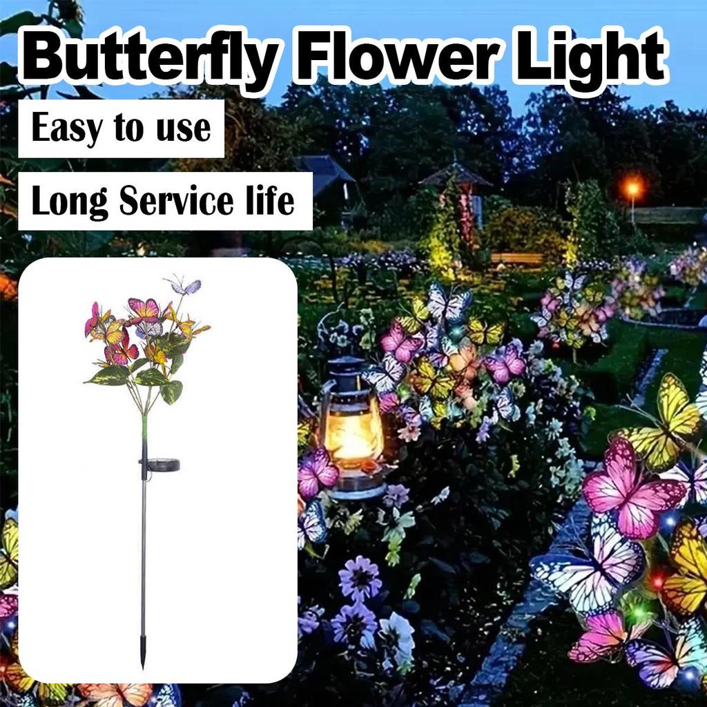 Solar Led Butterfly Flower Light Lights For Outdoor Garden Waterproof Lawn Ground Pathway Stake Lamp Decor Yard Ip65 Panel Fence