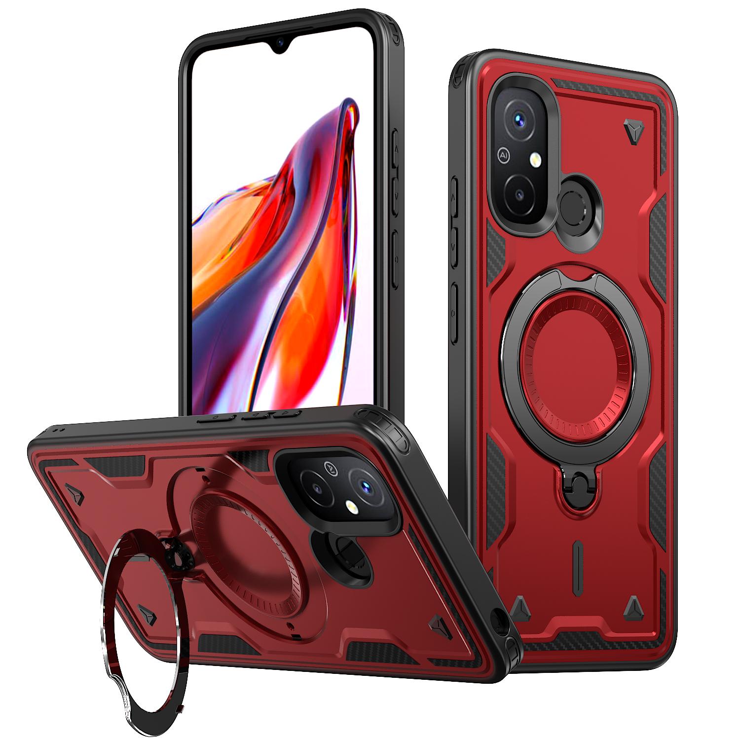 

For Xiaomi Poco C55 4G/Redmi 11A 4G/Redmi 12C 4G Rotating magnetic ring holder, phone case protective cover Redmi 11A 4G красный