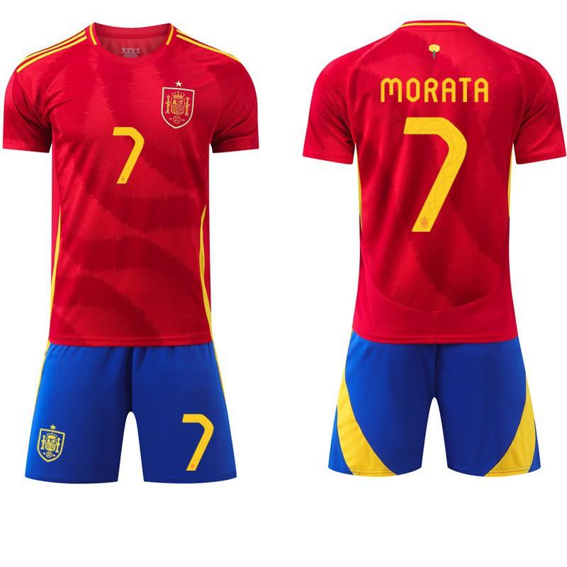 European Cup 7 Morata No. 19 Yamal 17 Nico Jersey Olmo Spanish Home Football