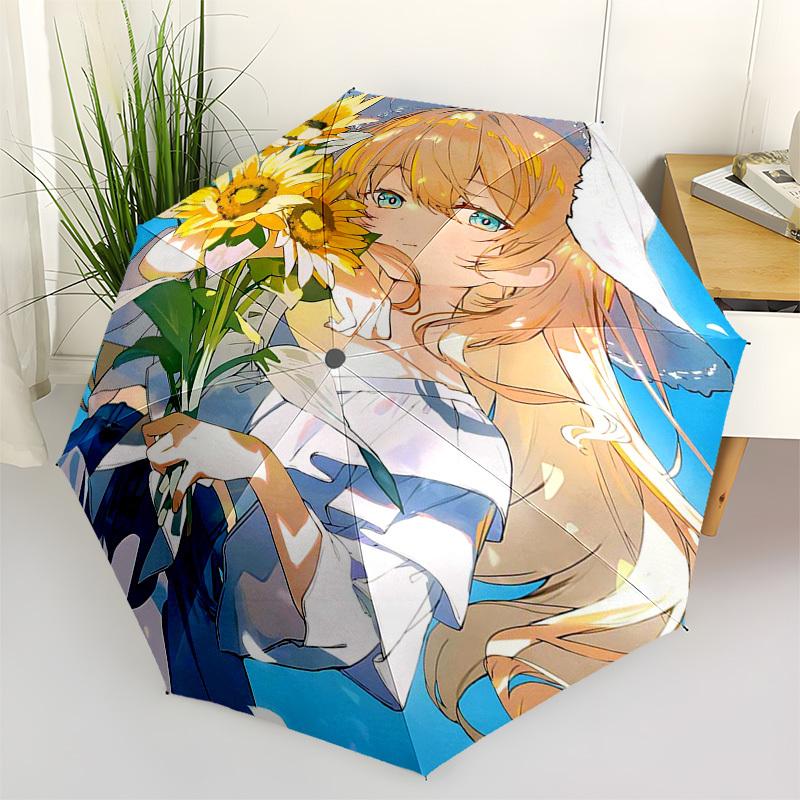 

1pc Outdoor Umbrella with Sunflower Print - Automatic Opening/Closing, Portable 3-Fold Design, 8-Rib Iron Frame, Perfect Gift for Fans, Travelers