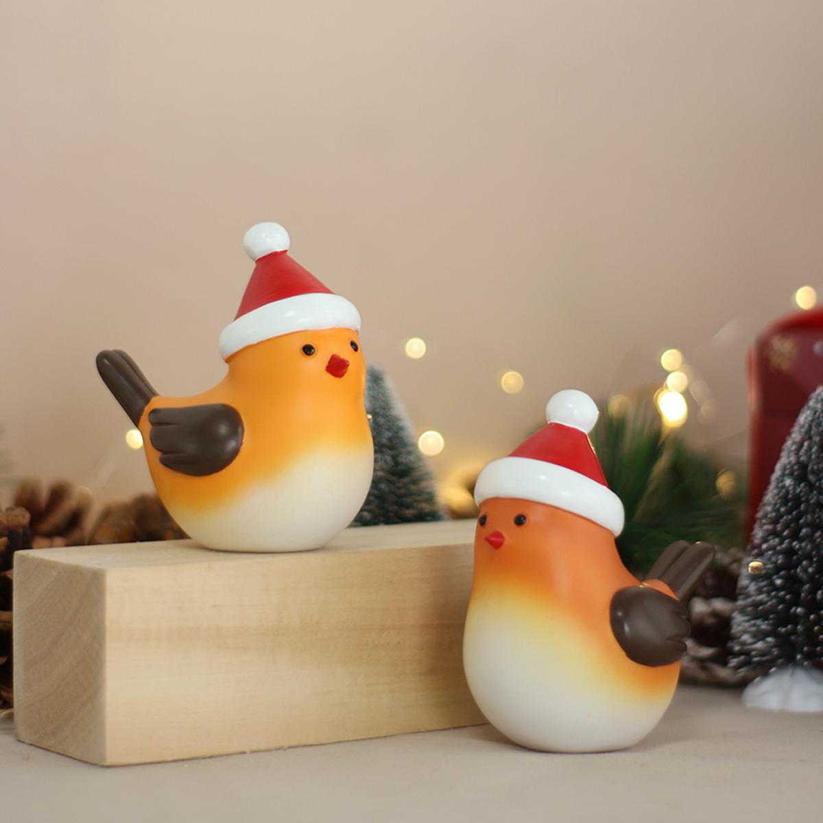 

2-pCS Christmas couple bird ornaments, Christmas/Thanksgiving gifts, hand-painted resin crafts