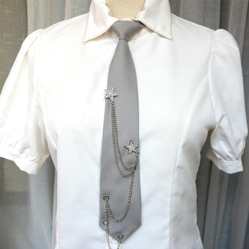 Uniform Ties For Janpanese JK Uniform Cosplay Accessory Neckwear Jk Seifuku Anime Necktie with Rhinestones Metal Chain