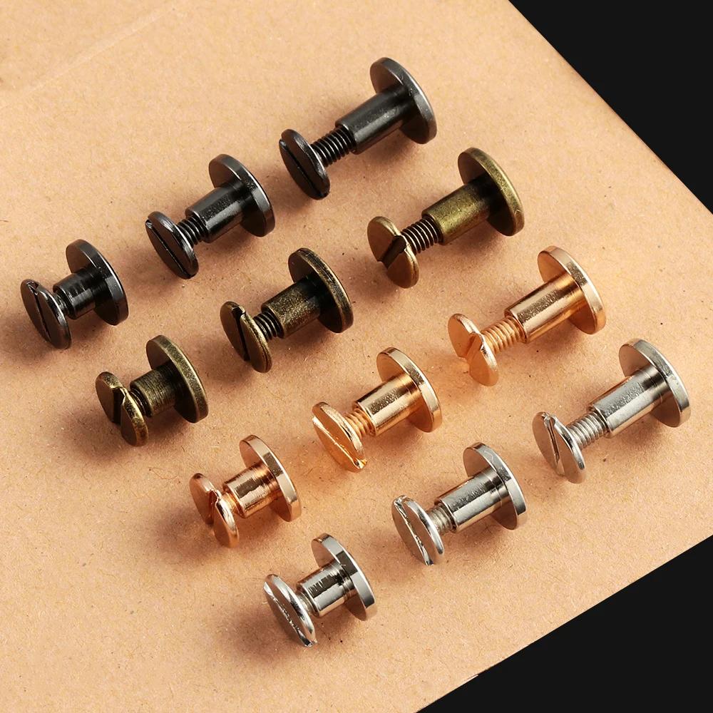 10Pcs Solid Nail Bolt Strap Rivets 5/6.5/ 8mm Screw Leather Craft Bookkeeping Round Head Screws For Luggage Clothes/Bag/Shoes