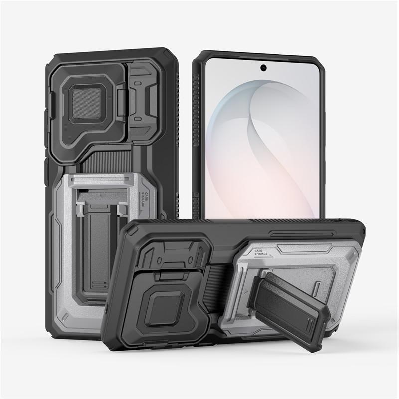 Armor Shockproof Bracket Cover for Iphone 17 Pro Max Iphone17 Air 5G Wallet Card Slots Credit Card Stand Holder Case