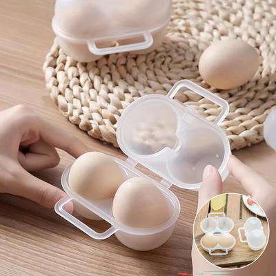Portable Egg Carrier Box, Plastic Egg Holder with 2 Compartments, Kitchen Fridge Safe Egg Storage, Shockproof Egg Organizer Case