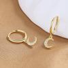 Earrings Femininity High-End Zircon Light Luxury Cross Star And Moon Asymmetric Ear Buckle Jewelry