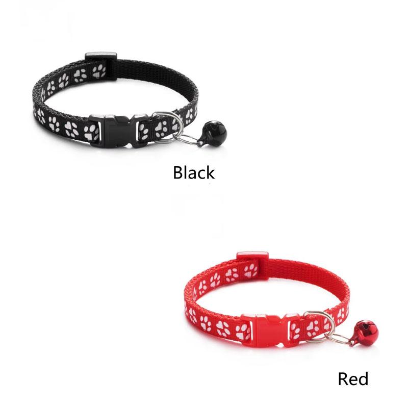 1/2/3/4/6pcs Pet Collar With Bell Cartoon Footprint Colorful Dog Puppy Kitten Collar Adjustable Safety Bell Ring Necklace Pet