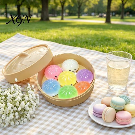 Pinch Stress Reliever Relief Toys Steamed Bun And Steamer Set Decompression TPR Material Toy Soft Durable Anxiety for Adults