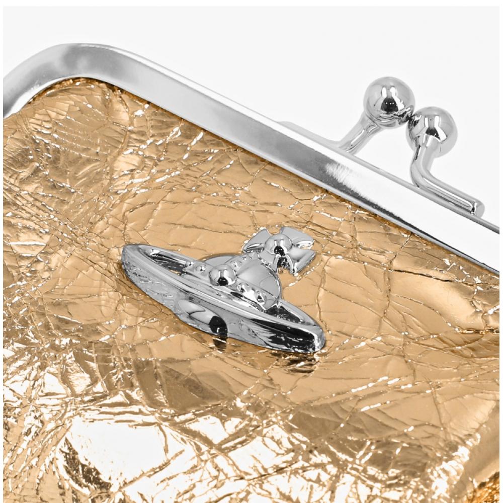 Vivienne Westwood Metallic Crinkle Frame Pulse Mini Coin Card Wallet 56010005w L00a7 R401