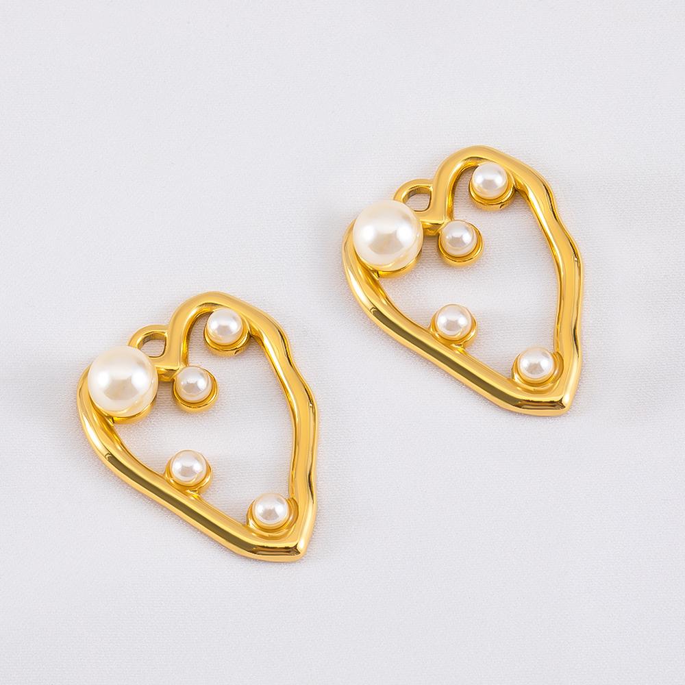 2pcs Stainless Steel Enamel Butterfly Pendants Crystal Bead Imitation Pearl Shell Heart Charm DIY Trendy Necklace Jewelry Making